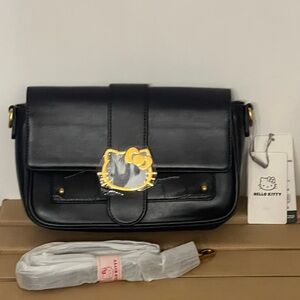 Hello Kitty Black Crossbody Bag with Gold Accent